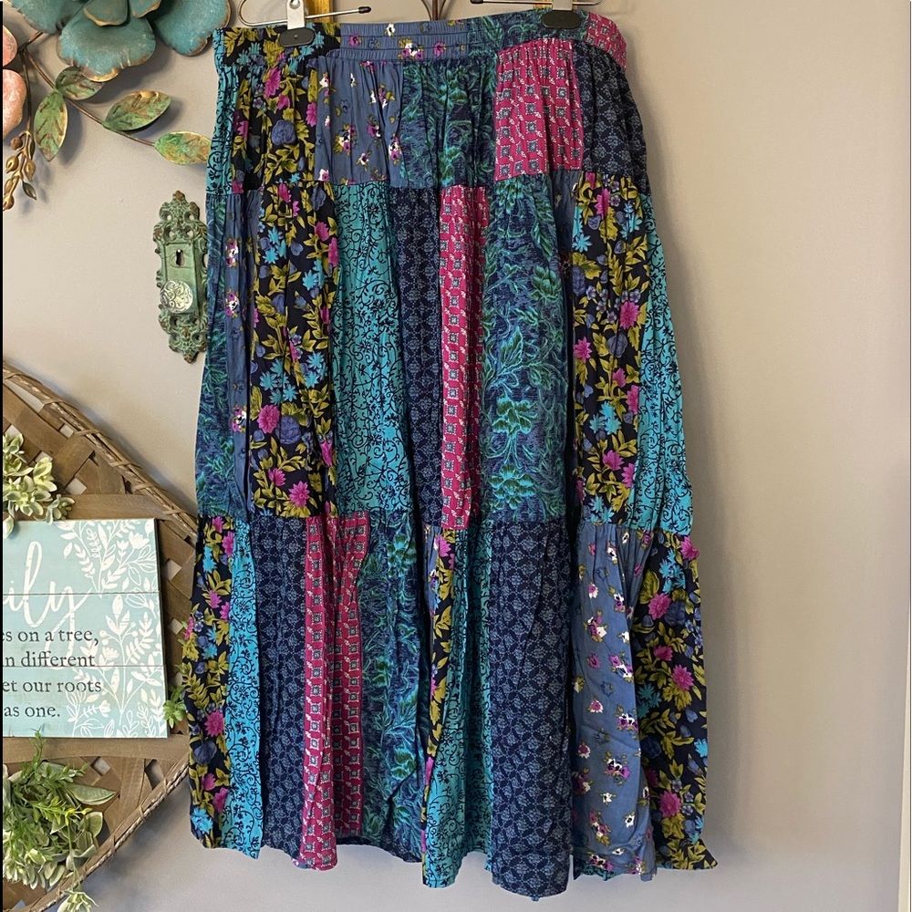Sag Harbor Plus Size Boho Patchwork Full Skirt